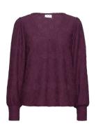 Vistala L/S V-Neck Top #8 Tops Blouses Long-sleeved Burgundy Vila