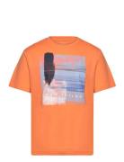 Printed T-Shirt Tops T-Kortærmet Skjorte Orange Tom Tailor