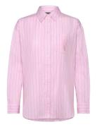 Relaxed Fit Striped Broadcloth Shirt Tops Shirts Long-sleeved Pink Lauren Ralph Lauren