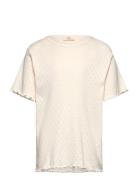 Pointelle Heart T-Shirt Tops T-Kortærmet Skjorte Cream Copenhagen Colors