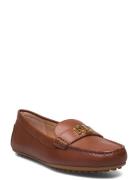 Barnsbury Burnished Leather Driver Loafers Flade Sko Brown Lauren Ralph Lauren