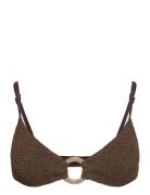 Ring Lissio Crop Cocoa Lurex Swimwear Bikinis Bikini Tops Triangle Bikinitops Brown Bond-Eye