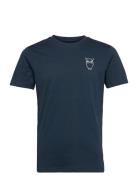 Owl Chest Tee - Gots/Vegan Tops T-Kortærmet Skjorte Navy Knowledge Cotton Apparel