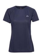 Women Core Running T-Shirt S/S Sport T-shirts & Tops Short-sleeved Navy Newline