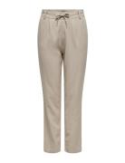 Onlcaro-Poptrash Easy Linen Bl Pnt Bottoms Trousers Straight Leg Cream ONLY