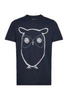 Alder Big Owl Tee - Gots/Vegan Tops T-Kortærmet Skjorte Blue Knowledge Cotton Apparel