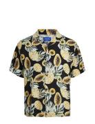 Jorluke Tampa Aop Shirt Ss Sn Tops Shirts Short-sleeved Black Jack & J S