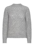 Saanour Pointelle Sweater 7355 Tops Knitwear Jumpers Grey Samsøe Samsøe