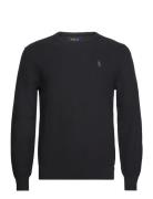 Textured Cotton Crewneck Sweater Tops Knitwear Round Necks Black Polo Ralph Lauren