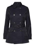 Double-Breasted Cotton-Blend Trench Coat Trenchcoat Frakke Navy Lauren Ralph Lauren