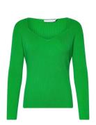 Knit With Heart Shape Neck Tops Knitwear Jumpers Green Coster Copenhagen