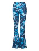 Trousers - Flower Print Bottoms Trousers Flared Blue Barbara Kristoffersen By Rosemunde