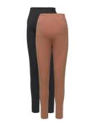 Mlcharlie Jersey Leggings 2-Pack A Cur Bottoms Leggings Brown Mamalicious