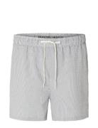 Slhcooper-Seersucker Swimshorts Bottoms Shorts Casual Blue Selected Homme