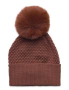 Oslo Beanie - Fake Fur Accessories Headwear Hats Beanie Brown Mp Denmark