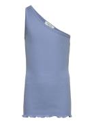 Cotton Shoulder Top Tops T-shirts Sleeveless Blue Rosemunde Kids
