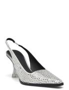 Eiffel, 1964 Mirror Metal Cap Sling Shoes Heels Pumps Sling Backs Silver STINE GOYA