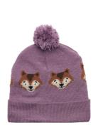 Knitted Beanie Jaquard Animal Accessories Headwear Hats Beanie Purple Lindex