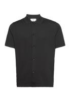 Butt D Microstructure Knit Polo Tops Knitwear Short Sleeve Knitted Polos Black Mango