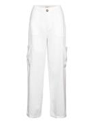 Malika Linen Blend Cargo Trousers Bottoms Trousers Cargo Pants White Gina Tricot