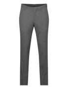 Super Slim-Fit Tailored Check Trousers Bottoms Trousers Formal Grey Mango