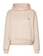 Woven Label Hoodie Tops Sweatshirts & Hoodies Hoodies Beige Calvin Klein Jeans