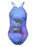 High Neck Printed Swimsuit Sport Swimsuits Blue Casall