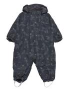 Coverall W. 2 Zip- Aop Outerwear Coveralls Snow-ski Coveralls & Sets Black Color Kids