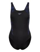 Womens Hyperboom Splice Muscleback Sport Swimsuits Black Speedo