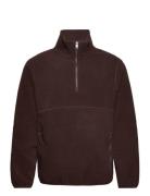 Zip-Neck Fleece Sweatshirt Tops Sweatshirts & Hoodies Fleeces & Midlayers Brown Mango