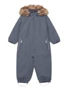 Coverall W. Fake Fur Outerwear Coveralls Snow-ski Coveralls & Sets Blue Color Kids