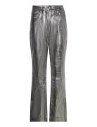 Striped Leather Pants Bottoms Trousers Leather Leggings-Bukser Silver REMAIN Birger Christensen