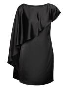 Satin Cape Cocktail Dress Designers Short Dress Black Lauren Ralph Lauren
