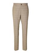 Slhslim-Oasis Sand Check Trs Bottoms Trousers Formal Beige Selected Homme