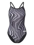 Women's Swimsuit Lightdrop Back Marbled Black-Blac Sport Swimsuits Black Arena