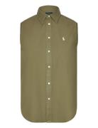 Cotton Oxford Sleeveless Shirt Tops Shirts Short-sleeved Khaki Green Polo Ralph Lauren