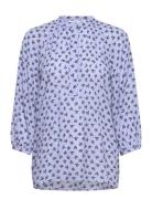 Saselma Blouse 15154 Tops Shirts Short-sleeved Blue Samsøe Samsøe