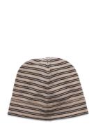 Beanie Striped Wool Rib Accessories Headwear Hats Beanie Beige Huttelihut
