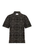 Didcot Ss Shirt Tile Stitch Black/Green Designers Shirts Short-sleeved Black Wax London