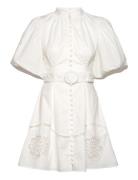 Allie Pouf Sleeve Embroidered Mini Dress Designers Short Dress White Malina
