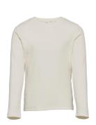 Top L S Basic Rib Tops T-shirts Long-sleeved T-Skjorte White Lindex