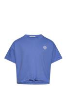 Cropped T-Shirt With Badge Tops T-Kortærmet Skjorte Blue Tom Tailor