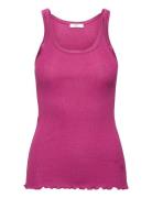 Cc Heart Silk Camisole Tops T-shirts & Tops Sleeveless Pink Coster Copenhagen