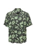 Onsdash Life Reg Visc Aop Ss Shirt Noos Tops Shirts Short-sleeved Green ONLY & SONS