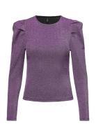 Onlrich L/S Glitter Puff Top Cs Jrs Tops T-shirts & Tops Long-sleeved Purple ONLY