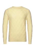 Man O-Neck Cable Sweater Designers Knitwear Round Necks Yellow Davida Cashmere