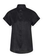 Linen Dolman-Sleeve Shirt Tops Shirts Short-sleeved Black Lauren Ralph Lauren