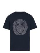 Regular Fit Owl Chest Print - Gots/ Tops T-Kortærmet Skjorte Black Knowledge Cotton Apparel