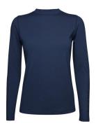 Ladies First Skin Round Neck Sport T-shirts & Tops Long-sleeved Navy BACKTEE