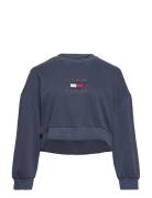 Tjw Crv Crop Timeless Box Crew Tops Sweatshirts & Hoodies Sweatshirts Blue Tommy Jeans